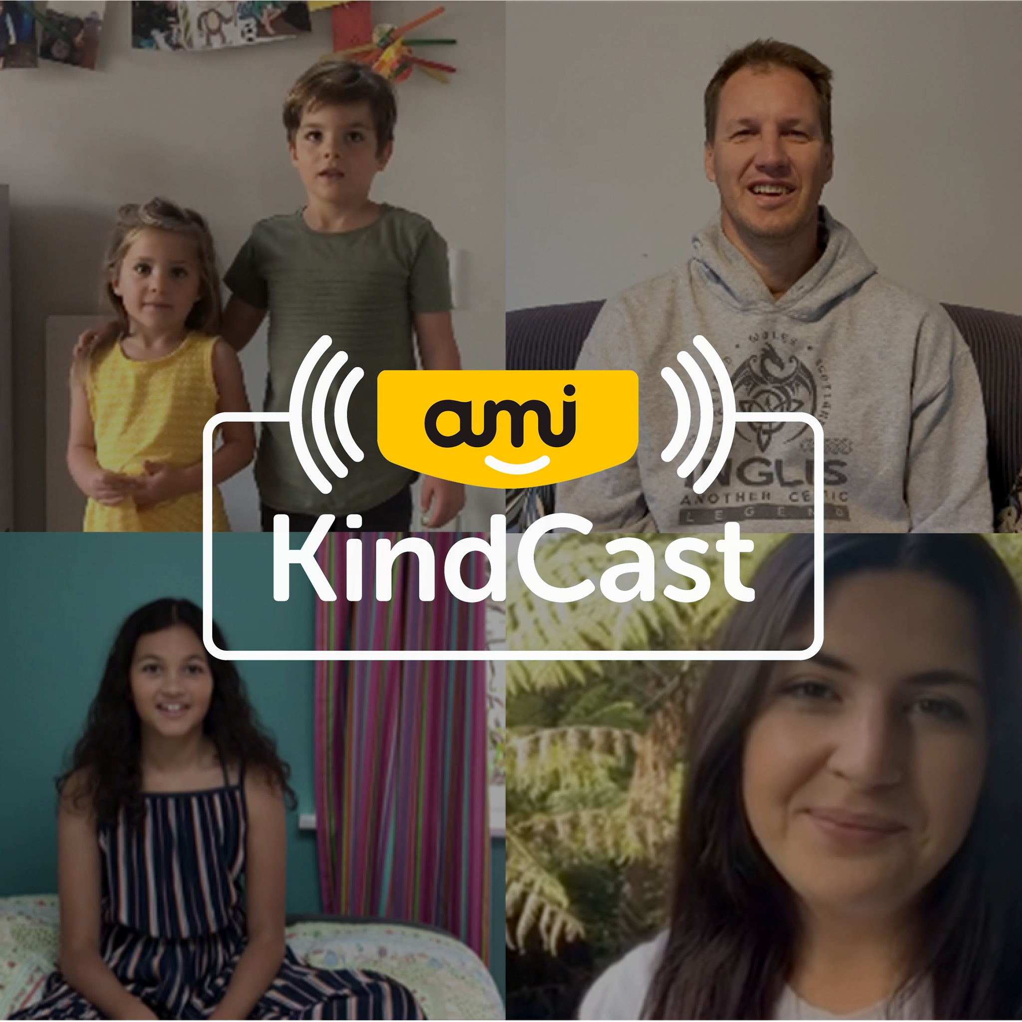 AMI KindCast collage of happy families images