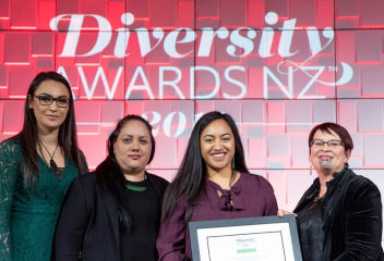 Group of people accepting an award at the Diversity Awards NZ